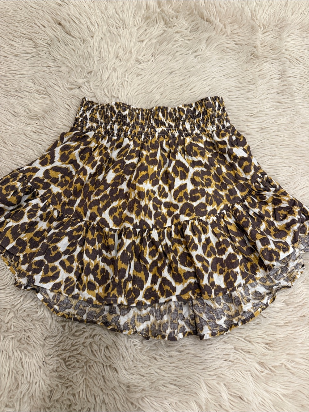 Aerie Leopard Print Smocked Waist RuffleSkirt - size small